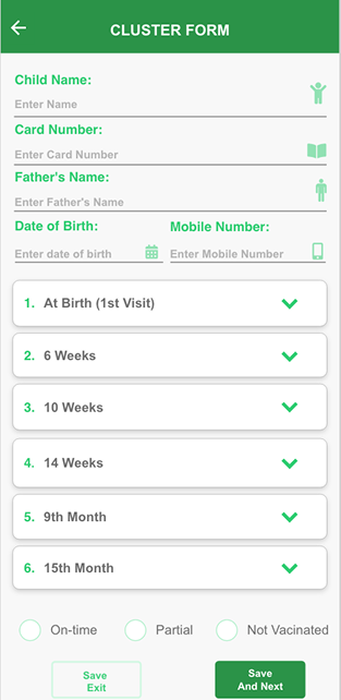 Cluster form mobile screen